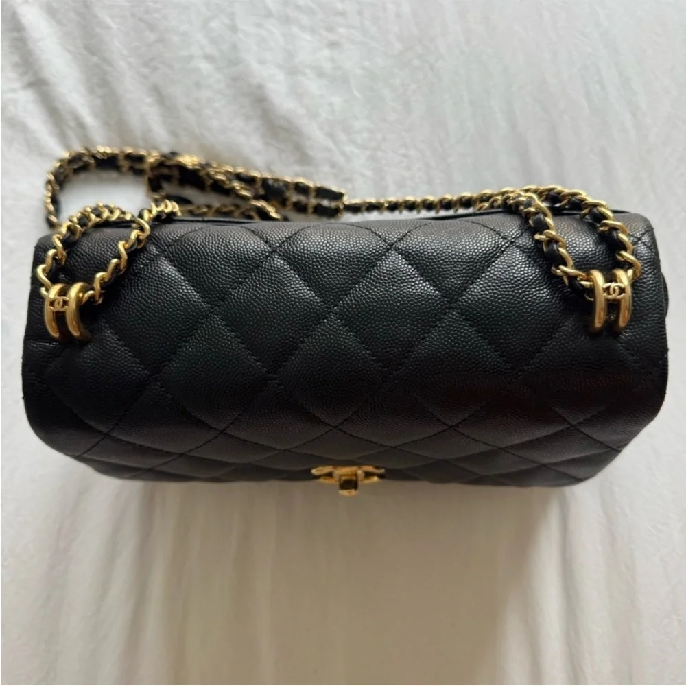 Chanel small Coco First bag black quilted caviar leather
